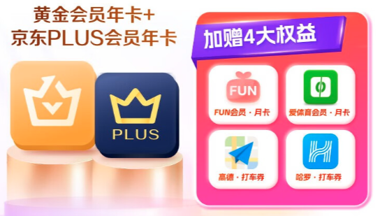 iQIYI 爱奇艺 黄金会员年卡+京东PLUS年卡+加赠4大权益