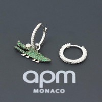 APM Monaco 摩纳哥APM Monaco·不对称绿色小鳄鱼银耳环AE10623XKG
