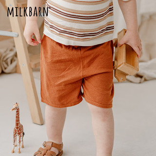 Milkbarn2023春季新款儿童纯棉短裤 1-6岁男童外穿四角裤女宝薄款平角裤 蔬果绿 100cm