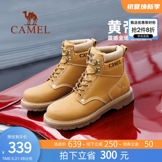 CAMEL 骆驼 2023新款秋季马丁靴男高帮工装鞋子户外厚底踢不烂大黄靴子