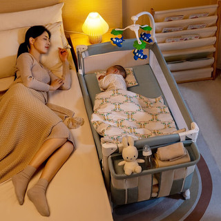 Cool Baby婴儿床多功能床可折叠便携一键开合新生儿宝宝小床多功能 尊贵款-松石灰