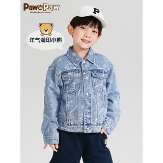 Paw in Paw PawinPaw卡通小熊童装2023年春季男童翻领全棉牛仔外套满印 浅牛仔蓝色/56 110