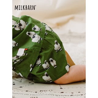 Milkbarn2023夏季新款儿童短裤 1-8岁宝宝纯棉裤子休闲五分裤男女童中裤 黑脸小羊羔 80cm