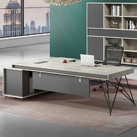 MUZHEXI 沐哲希 老板桌简约现代时尚办公桌创意总裁桌经理桌 总长2.0米+侧柜