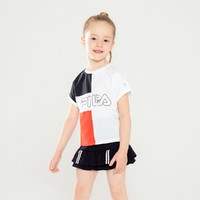 FILA 斐乐 中小童(105-130)女童装时尚大LOGO透气短袖儿童T恤