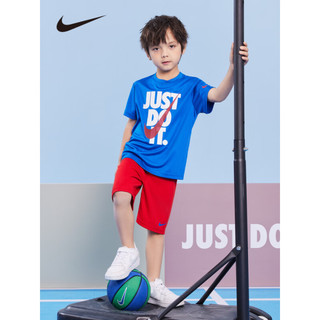 NIKE 耐克小童装男童 DRI-FIT 速干短袖T恤短裤2件套2023夏季儿童套装 学院红 130/64(7)