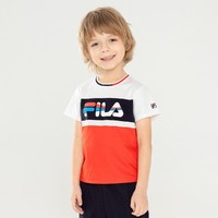 FILA 斐乐 男中小童（105-130）男童装夏季纯棉舒适logo短袖T恤