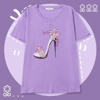 JEANSWEST 真维斯 女士圆领短袖T恤 JY-01-274070 浅紫 XL