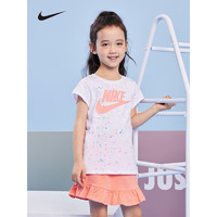 NIKE 耐克 童装2023夏季新款女童儿童套装纯棉舒适透气短袖T恤短裙2件套