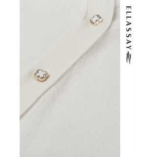歌力思（ELLASSAY）针织开衫女新款纯色单排扣仿亚麻料镂空透气空调衫上衣EWD322M112 珠光白（预售6.1） M