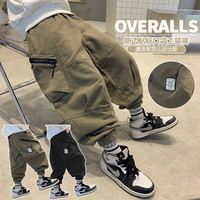 THINKPIRE童装男童裤子春秋装儿童工装裤2023中大童男孩休闲裤长裤潮童 军绿色 150码建议身高140CM