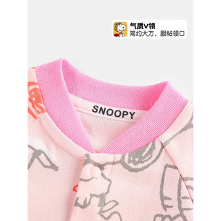 SNOOPY史努比婴儿衣服儿童春季连体衣男女童爬服宝宝哈衣 S线条爬服粉色满印 90CM