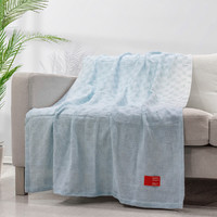 A类夏季毛巾被纱布纯棉被子空调毯薄款单人双人午睡毯子沙发盖毯 155*200cm 浅蓝色（A类）