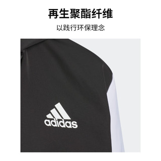 adidas阿迪达斯官方轻运动男小童抗风透湿疏水运动连帽夹克外套 黑色/白 104CM