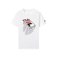 FILA 斐乐 男中小童（105-130）夏季时尚纯棉透气圆领男童短袖T恤