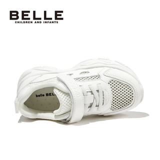 百丽（Belle）童鞋儿童休闲鞋夏季新款透气女童小白鞋儿童运动网面鞋中大童 白色-夏款DE3577 36码 适合脚长约22.1-22.6cm