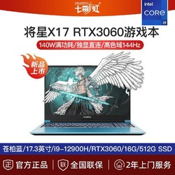 COLORFUL 七彩虹 将星X17-AT苍珀蓝RTX3060 17.3英寸游戏本12代i9笔记本电脑