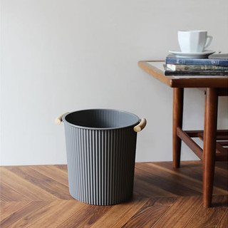 利快日本进口垃圾桶ins风家用大号提手创意压圈纸篓卧室客厅轻奢加厚 9L 米色