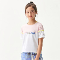 FILA 斐乐 女中大童（130-165）休闲短袖T恤女童宽松针织短袖衫