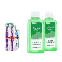 牙博士 小苏打漱口水 300ml*2瓶+牙刷 2支+牙膏 40g*1支