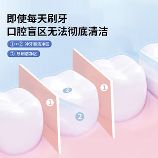 BEHEART 倍想 便携式电动冲牙器 口腔洗牙器 强劲脉冲洁牙器 水牙线正畸专用 3种模式4个喷嘴 240ML大水箱6886 白色