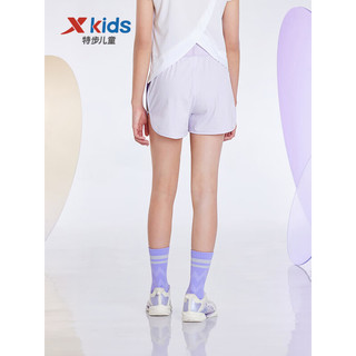 特步（XTEP）儿童童装女童中大童律动系列运动针织短裤 雾纱紫 165cm
