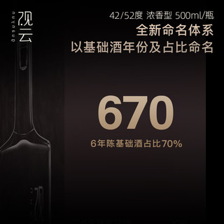 GuanYun 观云 出东方670 浓香型白酒42度500ml 单瓶 纯粮酿造 送礼自饮