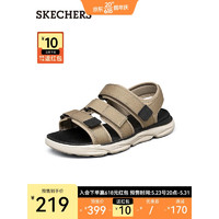 斯凯奇（Skechers）男士凉鞋 春夏时尚休闲魔术贴沙滩鞋 210258 卡其色/KHK 45