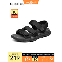 斯凯奇（Skechers）男士凉鞋 春夏时尚休闲魔术贴沙滩鞋 210258 全黑色/BBK 45.5