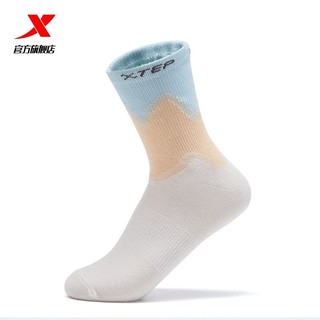 XTEP 特步 袜子跑步袜子运动长袜2023时尚潮流篮球袜子中筒袜子舒适女袜