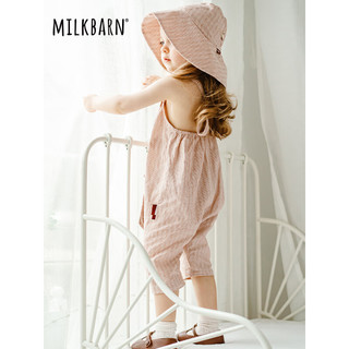 Milkbarn2023新款儿童背带连体服宝宝夏季衣服男女童薄款哈衣爬服 红棕条纹 100cm(2-3y)