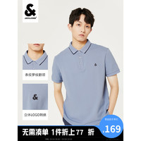 杰克·琼斯（JACK&JONES）夏季新款无忧搭撞色罗纹翻领刺绣polo衫男士短袖223106059 C41水洗蓝1 XXXL