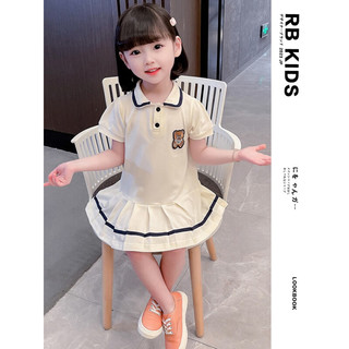 RB スタイル 2023女童裙套装夏季新款Polo领学院风小熊连衣裙两件套  CN23767-连衣裙 110cm (建议身高100-110cm)