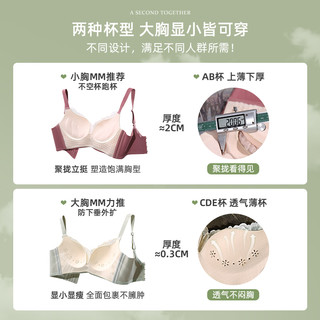 内衣女小胸聚拢夏季收副乳防下垂套装大胸显小文胸薄款调整型胸罩 灰蓝色-610 80B