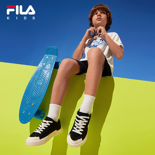 FILA 斐乐 KIDS斐乐童鞋儿童帆布鞋2023夏季新款男女童板鞋休闲小白鞋