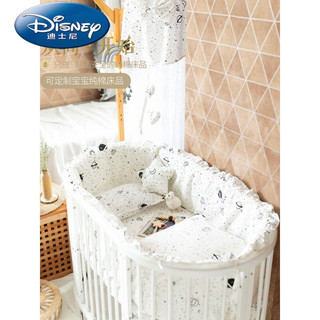 迪士尼（Disney）春上新轻奢品牌婴儿床圆床椭圆床围防撞围棉可拆洗儿童宝宝床上用 ins小松树 床围＋床单＋被套＋枕套