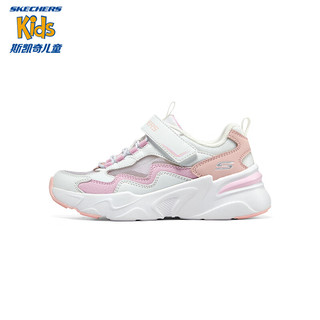 SKECHERS 斯凯奇 童鞋夏季新款时尚网面鞋透气耐磨儿童运动鞋女大童319008L 白色/浅粉红色/WLPK 37码