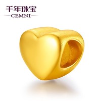 CEMNI 千年 珠宝 足金999心形3D硬金黄金吊坠女链坠萌系女款不含项链锁骨链 爱心-QD5115K