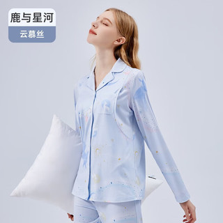 婧麒孕妇睡衣女春秋产妇哺乳家居服3月份4月子服夏季薄款产后喂奶 鹿与星河云感舒适 M