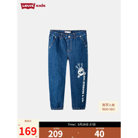 Levi's 李维斯童装男童牛仔长裤春秋儿童小怪兽休闲梭织裤子 西湖蓝 110/50(4)