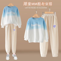 优优1点女童春秋裤子春季2023新款休闲儿童灯芯绒卫裤大童春秋运动裤春款 杏色+4770渐变 150cm