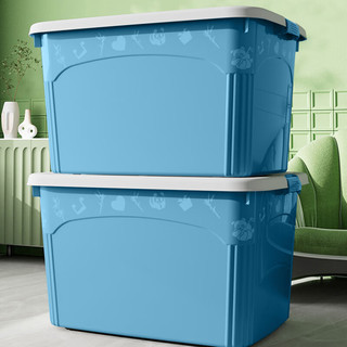FK 访客 塑料收纳箱80#L单只蓝色 衣物整理箱储物箱搬家箱打包箱子