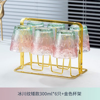 DELISOGA网红冰川纹玻璃杯子水杯女ins风饮料咖啡杯家用茶杯啤酒杯洋酒杯