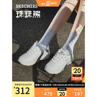 SKECHERS 斯凯奇 珠珠熊老爹鞋女士运动鞋子厚底增高经典黑白色春149463 白色/WHT 36 正常码，脚背宽高选大半码