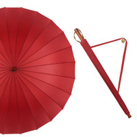 Neyankex 24骨三折晴雨伞 酒红色
