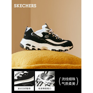 斯凯奇（Skechers）珠珠熊老爹鞋女士运动鞋子厚底增高经典黑白色春149463 黑色/白色/BKW 35.5 正常码，脚背宽高选大半码