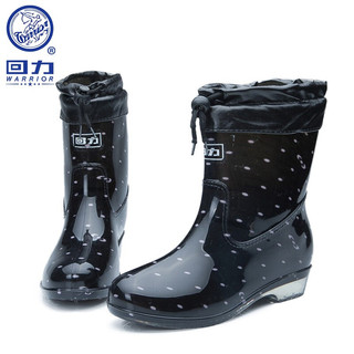 WARRIOR 回力 HXL523 女士中筒雨靴 黑色 38