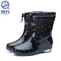 WARRIOR 回力 HXL523 女士中筒雨靴 黑色 39