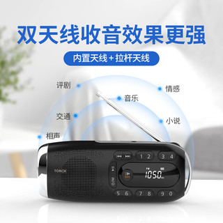 PHILIPS 飞利浦 便携多功能收音机 数字插卡音箱 手电照明 锂电可充电 户外公园小区老人遛弯报警音响