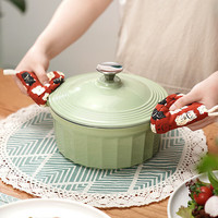 柏森优家珐琅锅铸铁锅百褶裙双耳汤锅炖锅微压焖煲海鲜锅炒锅家用烹饪锅具 珐琅铸铁-炖锅